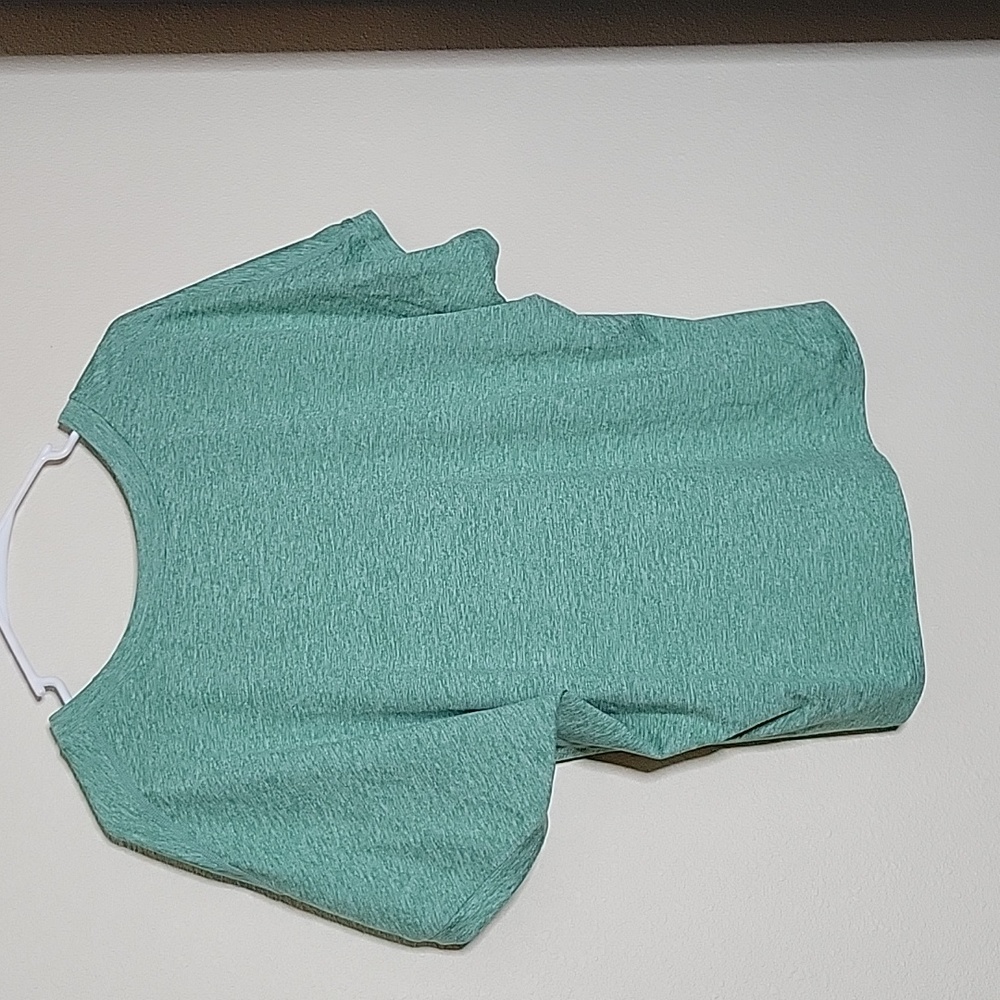 Nike Dri-Fit Marled Green Logo Front Loosefit Shortsleeve Scoopneck Tee Shirt - Picture 7 of 8